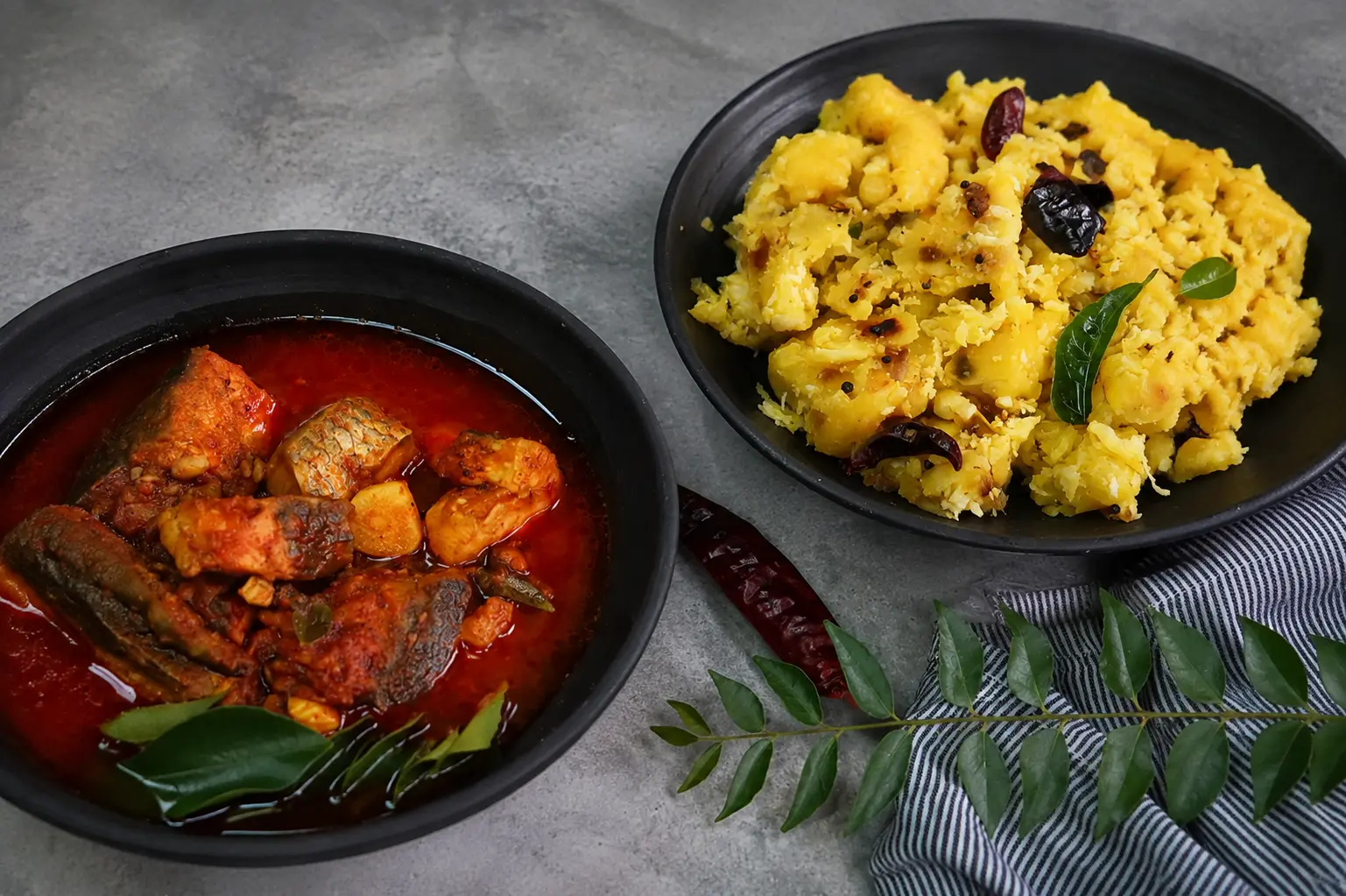 Kappa and meen curry, tapioca with fish curry